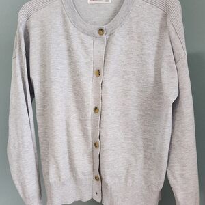 Gray Button-Up Women's Sweater